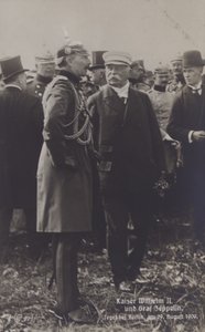 Kaiser Wilhelm II and German airship constructor Graf Ferdinand von Zeppelin at Tegel airfield, Berlin, 29 August 1909 by Photographer German