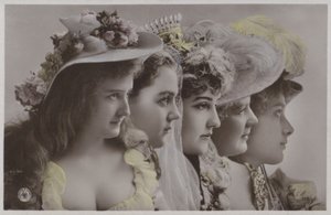 Line of women in historical dress by Photographer German