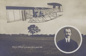Orville Wright flying his aeroplane in Berlin, August by Photographer German