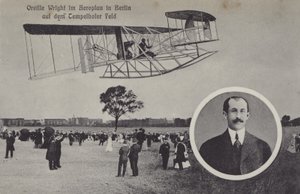 Orville Wright Flying His Aeroplane Over Tempelhof Airfield, Berlin by Photographer German