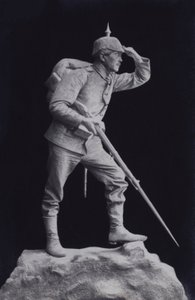 Sculpture of a First World War German soldier looking across the battlefield by Photographer German