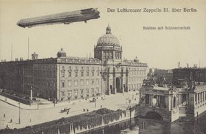 Zeppelin LZ III flying over the City Palace, Berlin