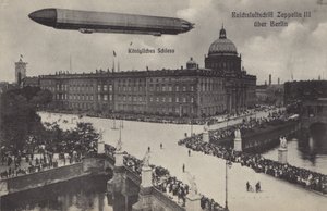 Zeppelin LZ III flying over the City Palace, Berlin