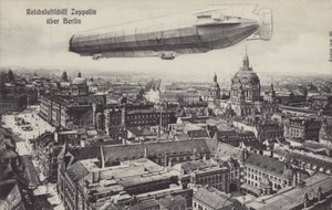 Zeppelin Airship Flying Over Berlin by Photographer German