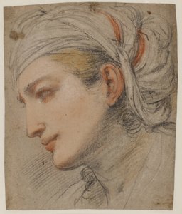 Head of a Young Woman with a Headcloth, in Profile to the Left by Pier Francesco Mola