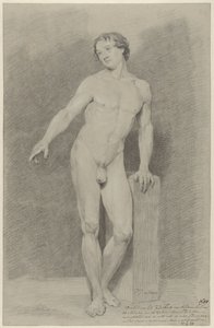 Standing Male Nude with Outstretched Arm, Facing Left