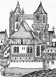 Montecassino Abbey, German woodcut, from Nuremberg Chronicle by Hartmann Schedel by Blaise Nicolas Le Sueur