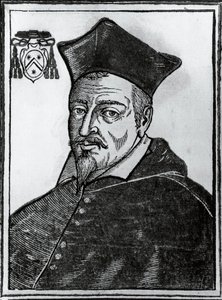 Portrait of Pierre de Berulle, French Catholic theologist and cardinal, print by Blaise Nicolas Le Sueur