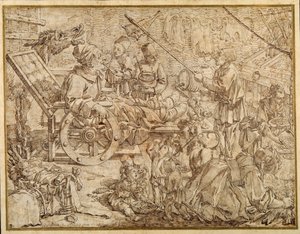 Polcinello invalided with gout by Pier Leone Ghezzi