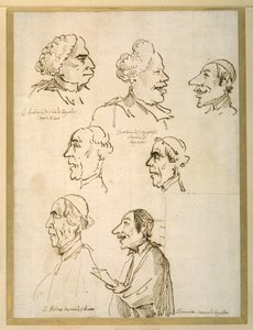 Seven caricatured profiles of four singers of the papal chapels