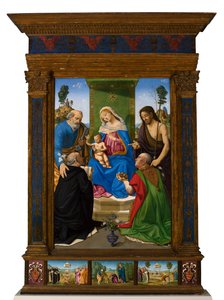 Madonna and Child Enthroned with Saints Peter, John the Baptist, Dominic, and Nicholas of Bari by Piero di Cosimo