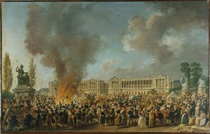 The Festival of Unity and Reunion, on the Place de la Révolution, circa 1793 by Pierre Antoine Demachy