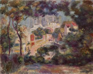 The Gardens of Montmartre with View of Sacré-Coeur under Construction by Pierre-Auguste Renoir