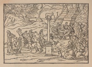 Adoration of the Golden Calf, from Figure de la Biblia, illustrate de stanze Tuscane, per Gabriel Simeoni by Pierre (attr. to) Eskrich