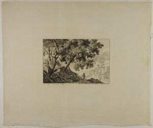 Landscape with Man Carrying Staff by Pierre Antoine Mongin