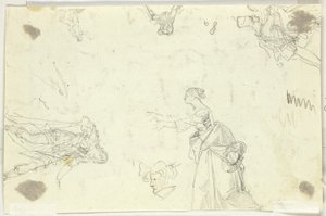 Sheet of Sketches: Men and Women by Pierre Antoine Mongin