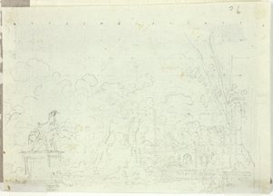 View of the Park at Versailles: Equestrian Statue Among Trees by Pierre Antoine Mongin
