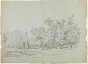 View of the Park at Versailles: Landscape with Memorial Column and Grove of Trees by Pierre Antoine Mongin