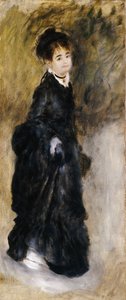 A Young Woman, Full Length, Holding Up Her Skirt by Pierre Auguste Renoir