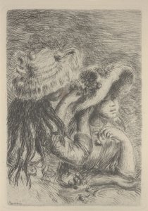 Arranging the Hat by Pierre Auguste Renoir