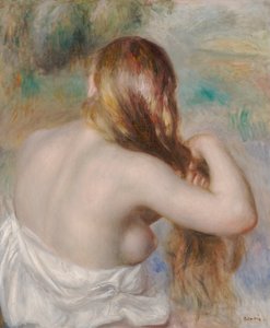 Blonde Braiding Her Hair by Pierre Auguste Renoir