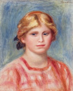 Bust of a Woman with a Rose Coloured Blouse by Pierre Auguste Renoir