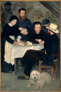 Chez la Mere Antony a Marlotte: Claude Monet, Alfred Sisley and Charles Le Coeur Around the Table with Mere Anthony by Pierre Auguste Renoir