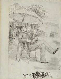 On the Terrace of a Hotel in Bordighera: The Painter Jean Martin Reviews His Bill (Illustration for Edmond Renoir