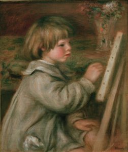Portrait of Claude Renoir Painting. Claude at the Easel by Pierre Auguste Renoir