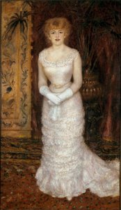 Portrait of the actress Jeanne Samary on foot. Painting by Pierre Auguste Renoir by Pierre Auguste Renoir