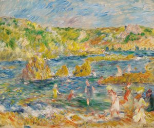 Rocks of Guernsey with Figures on the Beach at Guernsey by Pierre Auguste Renoir