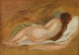 Sleeping Nude, Back View, Ochre Background