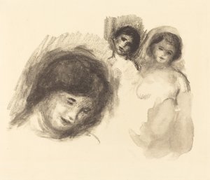 Stone with Three Sketches by Pierre Auguste Renoir
