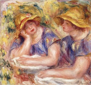Two Women in Blue Dresses