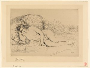 Woman Reclining, to the Left by Pierre Auguste Renoir