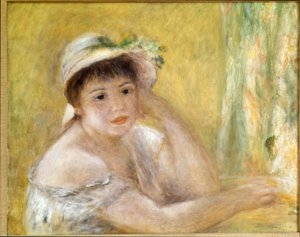 Woman with a straw hat by Pierre Auguste Renoir