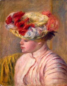 Young Woman in a Flowered Hat by Pierre Auguste Renoir
