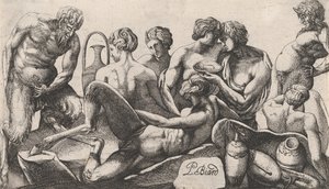 Eight Satyrs and Satyrresses Finishing a Meal by Pierre Biard