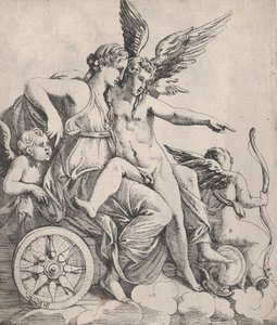 Venus and Cupid on a Chariot