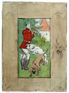 A Hunter with His Dogs by Pierre Bonnard by Pierre Bonnard