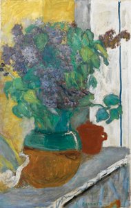 Mauve Lilacs in a Yellow and Green Earthenware Vase by Pierre Bonnard