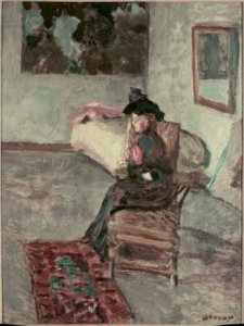 The woman with the rose or Woman in an interior by Pierre Bonnard