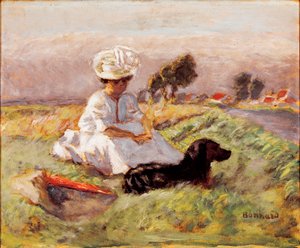 Madame Bonnard Sitting with Her Dog by Pierre Bonnard