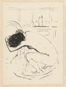 Naked Woman Squatting in a Tub and Washing Herself by Pierre Bonnard