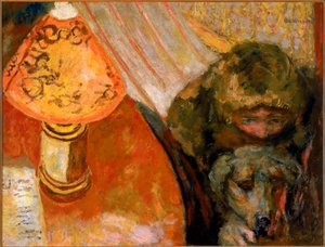 Interior Illuminated by Lamplight