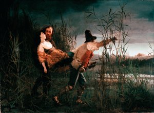 Risorgimento: Giuseppe Garibaldi and Anita Cross the Marshes of Comacchio on August 3 by Pierre Bouvier