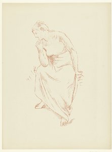 Seated Half-Naked Woman (Study of a Nude Woman Seated Half-Draped) by Pierre Cécile Puvis de Chavannes