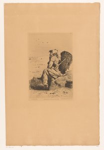 Resting Fisherwoman on the Coast by Pierre Celestin Billet