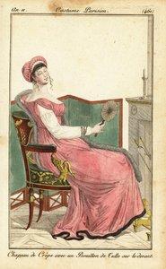 Woman sitting on an Empire chair in a parlour, Paris by Pierre Charles Baquoy