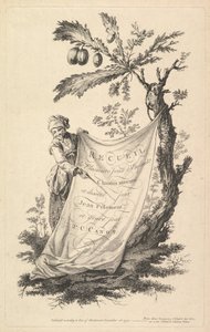 Title page: a smiling man holds a corner of a cloth tied to a fig tree and points with a s...